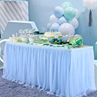 Falda de Mesa Tul Azul Faldas de Mesa Azul Faldones de Mesa Tutú para baby shower niña- baby shower- boda- cumpleaños…